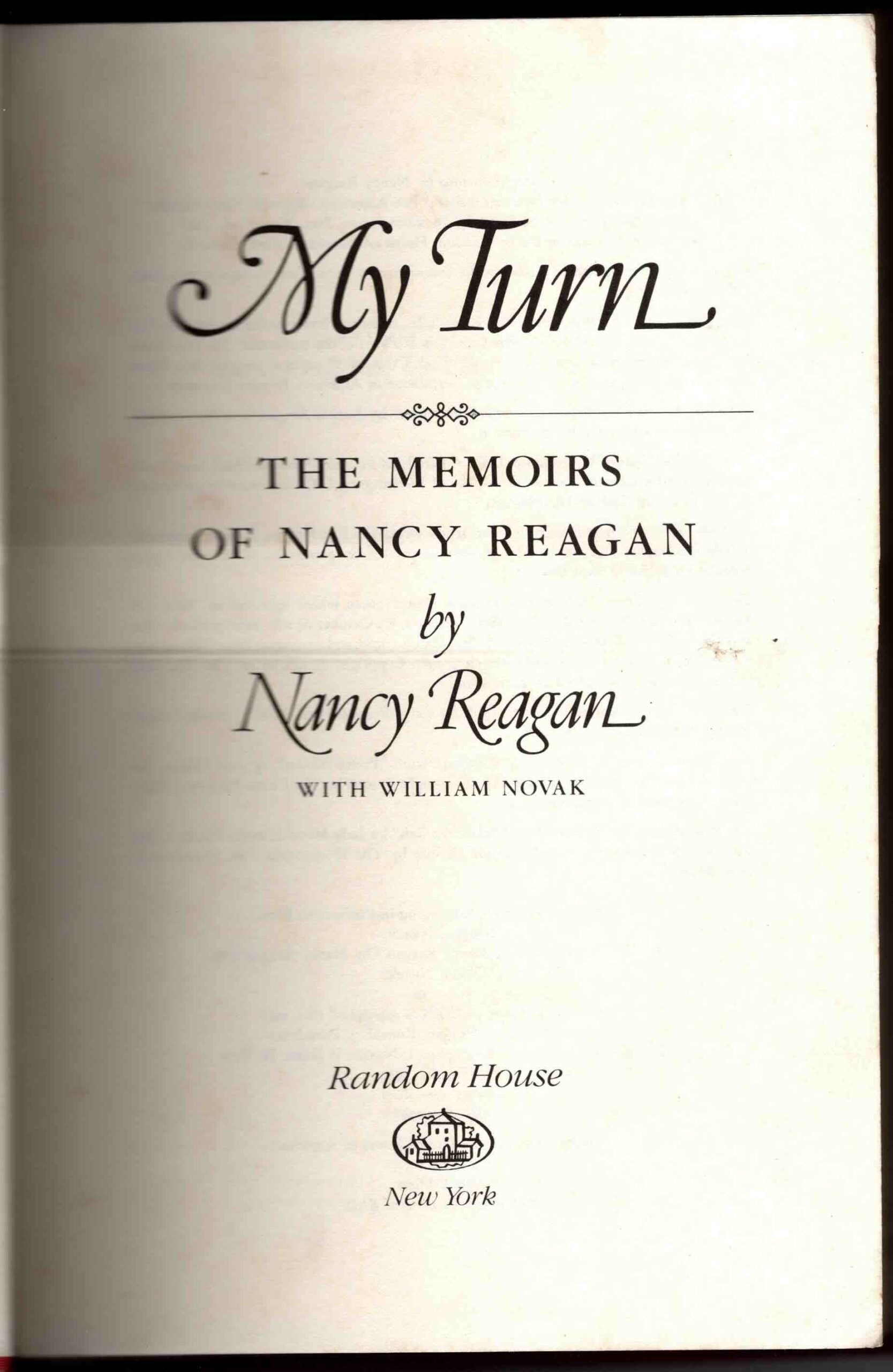 my turn - the memoirs of nancy regan - inside
